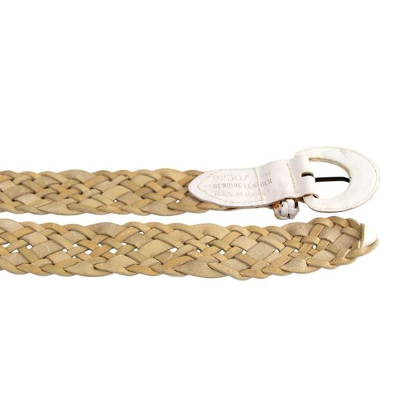 Turkey BRAIDED WHITE GENUINE LEATHER 1 3/4"Wd DRESS CASUAL BELT Size M (F78 - Picture 11 of 11